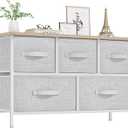 YITAHOME Dresser with 5 Drawers - Fabric Storage Tower, Organizer Unit for Bedroom, Living Room, Closets - Sturdy Steel Frame, Wooden Top (Light Grey Print)