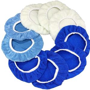 IOSUA 9 to 10 Inches 9Pcs Buffer Waxers Bonnet Set Polishing Pads Car Wax Cover Kit - 4 Microfiber, 3 Coral Fleece, 2 Woolen, for Orbital Buffer Polisher