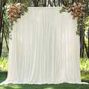 20x10ft Wrinkle Free Ivory Backdrop Curtain for Parties Soft Fabric Drapes Wedding Ivory Curtain Backdrop for Birthday Party Decorations Background for Photography 5x10ft,4 Panels