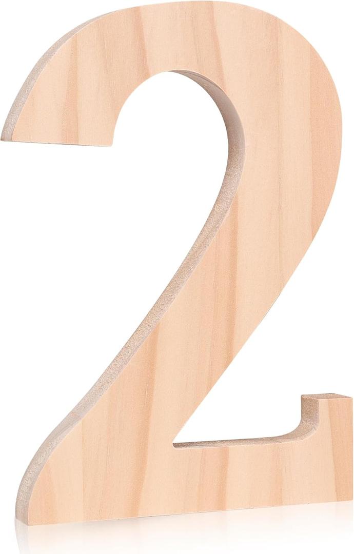 Oubest 6 Inch Wooden Numbers Unfinished Wood for Crafts, Wall, Home, Birthday, Wedding, Party Decor, DIY Painting Project, 0.6 Inch Thick Large Standing Unfinished Wooden Numbers 2