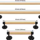 2FT Wood Hand Railing for Stairs - Wooden Handrails for Outdoor Steps, Staircase Handrail W/s Black Metal Brackets, Banister Deck Rails, Safety Grab Bars for Senior, Elderly & Kids