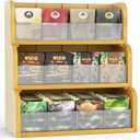 3 Layer Bamboo Tea Bag Organizer, Stackable Tea Storage Holder