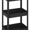 MIOCASA Utility Rolling Cart with Cover Top Board, 3-Tier Kitchen Storage Organization, Art Cart with Wheels for Office, Classroom, Livingroom, Kitchen, Bathroom (Black, 3-Tier-Plastic)