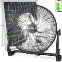 18" Solar Powered Fan - Rechargeable Floor Fan with Solar Panel & AC Charging, 60H Runtime Battery, Cordless Portable Outdoor Fans for Home Camping RV Patio Gazebo Greenhouse Power Outage