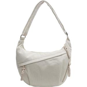 Corduroy Crescent Crossbody Bag Quilted Shoulder Bag Adjustable Strap Casual Handbag Hobo Sling Bag for Women Men
