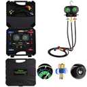 Wayona R1234yf R134a AC Manifold Gauge Set with Glow Dial, 3 Way HVAC Gauge Kit with Memory Couplers and Can Taps, Automotive Freon Charging and Evacuation Tool