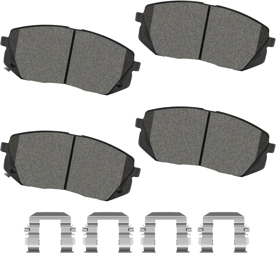 Ceramic Front Brake Pads with Hardware Fit for Hyundai Sonata 2015 2016 2017 2018 2019, Kona Electric 2021 2022 2023 2024, Kia Optima 2016 2017 2018 2019 2020