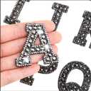26 Piece Crystal Gemstone Clothing Patch, Rhinestone Iron on Letter Patches, Glitter Bling Letter Appliques Rhinestone Iron On Patch A-Z Alphabet Sticker for Jackets Hats DIY Craft Supplies (Black)