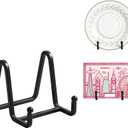 Plate Holder Easel Display Stand - 3 inch Metal Plate Stands for Display - Tabletop Picture Stand - Black Iron Easels for Display Pictures | Photo Frames | Book | Decorative Plates | Plaque - 4 Pack