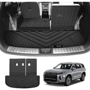 Custom for 2020-2025 Hyundai Palisade Cargo Mats Trunk Liner with 3rd Rear Seat Backrest Mat All Weather TPE Protection Mat Accessories (for 2020-2025 Hyundai Palisade)