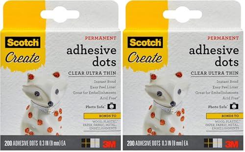 Scotch Adhesive Ultra Thin Dots, Clear, 200 Count, Great for Card Making and Scrapbooking