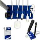 DeskBrick  Patented Non-Slip Steel-Weighted Desk Organizer & Cable Management Gadget, Versatile Cord, Phone & Accessory Holder for Office, Home & Desktop  Best Gift for Men. Blue (1 Pack)