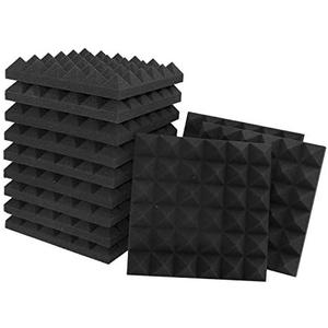 Acoustic Panels - 9 Pack 12x12x2 Inches Black Pyramid Acoustic Foam, Fire-Proofed Soundproof Wall Panels, 25kg/CBM Sound Proof Foam Panels ， Sound Panels for Recording Studio and Music Room