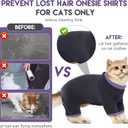 Sticky Cat Clothes Stretchy, Sphynx Hairless Sweater & Pajamas for Cats only, Soft Cat Onesie for Cats After Surgery Female Male & Hair Loss Prevention, Black M