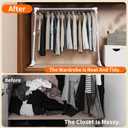 Foldable Adjustable Closet Rod,20.86-35.43in Width Aluminum Clothes Hanging Rod,Portable Drying Rack for Closet Storage RV Laundry Small Space,Tool-free installation,Heavy Duty Tension Rod