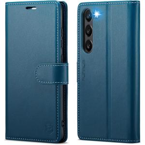 FLIPALM Wallet Case for Samsung Galaxy S23, RFID Blocking Credit Card Holder, PU Leather Folio Flip Kickstand Protective Shockproof Cover for Samsung S23 (Blue)