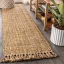 JONATHAN Y Handwoven Jute Fringe Natural Runner Rug, 2x8, Pata, Bohemian, Rustic, Cottage, Easy-Cleaning for Living Room, Bedroom, Kitchen, Non-Shedding (NRF103A-2)