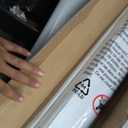 UNISHADES no Drill Cordless Roman Shades for Windows, 36" W 64" H - 100% Blackout - Linen - Mist White