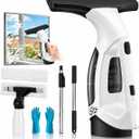 Plubedo Cordless Window Vacuum Squeegee with Extension Pole Electric Window Cleaner Tool 11 inchs Electric Window Vacuum Shower Squeegee for Shower Door, High Window, Tile and Car Windshield