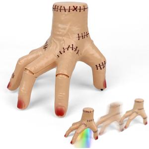 Wednesday Thing Hand with Movable Fingers, Scary Realistic Crawling Hand with Light & Sound, Creepy Costume Accessory, Spooky Decor, Halloween Party and Cosplay Gift