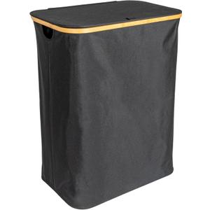 Household Essentials Sleek Laundry Hamper with Dual Mesh Liners and Lid, Black