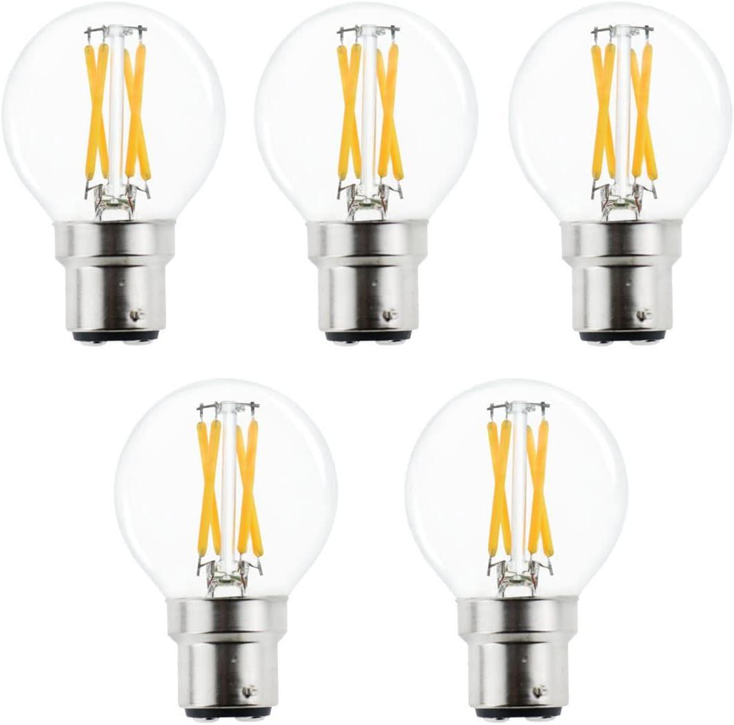 Dimmable 4W B22 G16.5 Vintage Bayonet LED Mini Globe Blub Warm White 2700K, 40W Halogen Replacement for Beside Lamp Ceiling Fan Pendant Lights Chandelier Fixture,400 lm 5-Pack