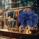 Retrowavy 50 Pcs 14-16 Inches Large Natural Ostrich Feathers Bulk for Centerpieces for Wedding Party Centerpieces Home Decoration Flower Arrangement(Navy Blue)