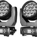 Boulder Pro 19x15W Zoom Wash Moving Head with Variable White Warm White Plus Cool White 2in1 LEDs Ideal for Church, Theater, Studio, Stage,Events, etc (2pcs Packed)