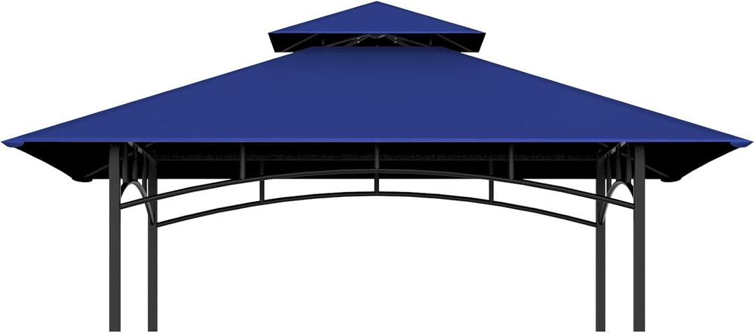 Grill Gazebo Replacement Top, 5 * 8 Outdoor BBQ Top Cover, Double Layer BBQ Gazebo Top Canopy for Model #L-GG001PST-F (Blue)