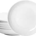Set of 6 Dinner Plates 7 Inch, White Porcelain Plates, Microwave Oven Dishwasher Safe Scratch Resistant