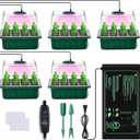 YAUNGEL Seed Starter Tray with Grow Light, 5 Pack Seed Starter Kit with Heat Mat, Seedling Starter Trays with Timing Controller Adjustable Brightness, Thicken Trays with Humidity Domes
