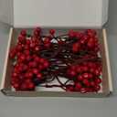 Fangoo 20 Pack 7 Inch Artificial Red Berry Picks for Christmas Tree Burgundy Red Berries Stems Holly Berry Branches Ornaments Wreath Crafts Wedding Holiday Season Winter Home Decor