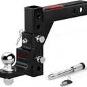 OPENROAD Adjustable Trailer Hitch Ball Mount - Fits 2-Inch Receiver, 2" Tow Balls, 7500lbs, 9-1/2" Drop/ 8-1/4" Rise, Heavy Duty Truck Hitch with Stainless Steel Pins and Lock
