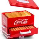 Nostalgia Extra Large Diner-Style Coca-Cola Hot Dog Steamer and Bun Warmer, 24 Hot Dog and 12 Bun Capacity, Steam Bratwursts, Sausages, Vegetables, Fish, Dumplings, Red