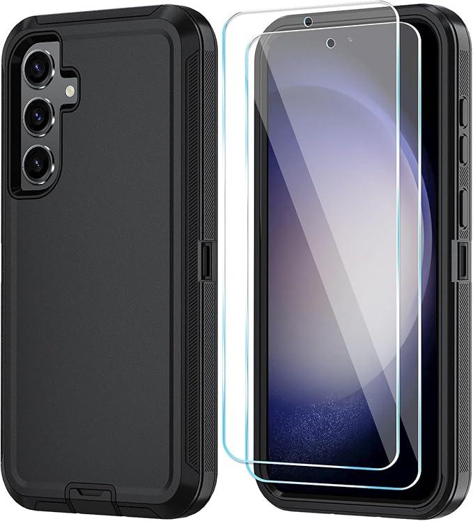 ONOLA Phone Case for Samsung Galaxy S23 FE Case with HD Screen Protector, Heavy Duty Shockproof & Dropproof 3-Layer Cover Phone Case for Galaxy S23 FE 6.4'', WineRedPink