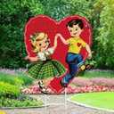 Weysat Valentines Day Decorations Outdoor Metal Valentine's Day Yard Sign Vintage Red Heart Garden Stakes Heart Garden Lawn Porch Decor for Home Pathway Front Door Valentines Party Yard Patio Decor