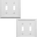 Double Toggle Light Switch Cover Adler Metal Wall Plate, 2-Pack White 2 Gang, Light Switch Cover Decorative Wallplate, Durable