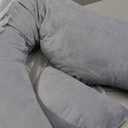 Momcozy Pregnancy Pillow, Original F Shaped Maternity Pillow for Pregnant Women with Adjustable Wedge Pillow, Full Body Support Pregnancy Pillows for Side Sleeping with Velvet Cover, Grey (Gray)