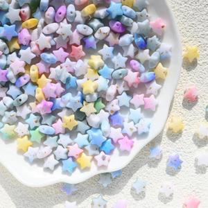 200Pcs Porcelain White Star Beads for Bracelets,Cute Small Unique Acrylic Aesthetic Star Beads for Jewelry Making with Holes,Bulk DIY Bracelet Phone Charms Strap Decoration Accessories 10mm