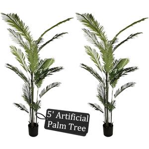 Artificial Tree 2-Pack, 5FT Real Touch Faux Indoor Trees with Weighted Pots, Lifelike Decorative Plants for Home, Office, Living Room, Bedroom & Entryway (Areca Palm-2pack)