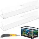 Sieral Aquarium Lids Polycarbonate Canopy 2 Pieces Set 16.87 x 16.87 x 0.12 Inch for 50/65/84 Gallon with Center Brace Aquariums Cover Fish Tank Lid with a Hook Knife, Clear