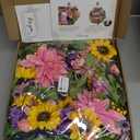 Spring and Summer Wreaths for Front Door 24 Inch Summer Wreath with Lifelike Sunflower,Pink and Purple Dahlia Spring Door Wreath with Welcome Sign,Outdoor Decor