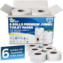 Commercial toilet paper - Jumbo toilet paper rolls -3,600 FT Industrial 3-Ply 9” Bulk Large Roll for Standard Jumbo Dispenser -100% Recycled Fibers-Soft and Absorbent Bathroom Tissue -6 Roll Case Pack