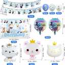 141Pcs Cat Birthday Decorations, Cat Birthday Party Supplies, Cat Birthday Party Decorations Include Plates Cups Napkins Tablecloth Balloons Cake Toppers for Kids Party
