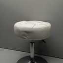 LUE BONA Adjustable Vanity Stool, 360 Swivel Chair for Makeup Room, White Faux Leather Stool for Bathroom & Living Room