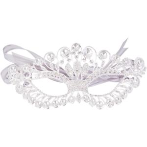 Rhinestone Mask Masquerade Evening Prom Venetian Mardi Gras Party Mask for Women Girls Silver