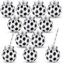 Baderke 12 Set Soccer Cups with Straws and Lids 10oz Plastic Soccer Ball Shape Cups Bulk Sports Theme Bottle for Drink Birthday Sports Party Favors Decor Supplies