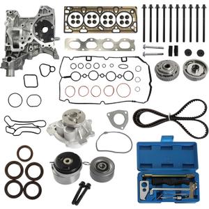 Timing Belt Kit W/Camshaft Sprocket VVT Water & Oil Pump Timing Tool Head Gasket Set Fit for GM Chevy Cruze Sonic Limited 1.8L L4 DOHC 16v 2011-2018 HS26516PT1 TCKWP338 24422964