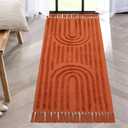 LEEVAN Washable Kitchen Rug 2'x4.3', Boho Hand-Woven Entryway Rug, Terracotta Rainbow Bedroom Rug with Tassels, Farmhouse Tufted Bathroom Rugs, Bohemian Rugs for Bedside/Laundry/Nursery