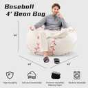 Sports Baseball Bean Bag Chair - Giant Bean Bag Chairs for Adults and Kids - Oversized Bean Bag Sofa Couch with Filler - Plush BeanBag Furniture for Living Room Bedroom Dorm Office - 44 Inch